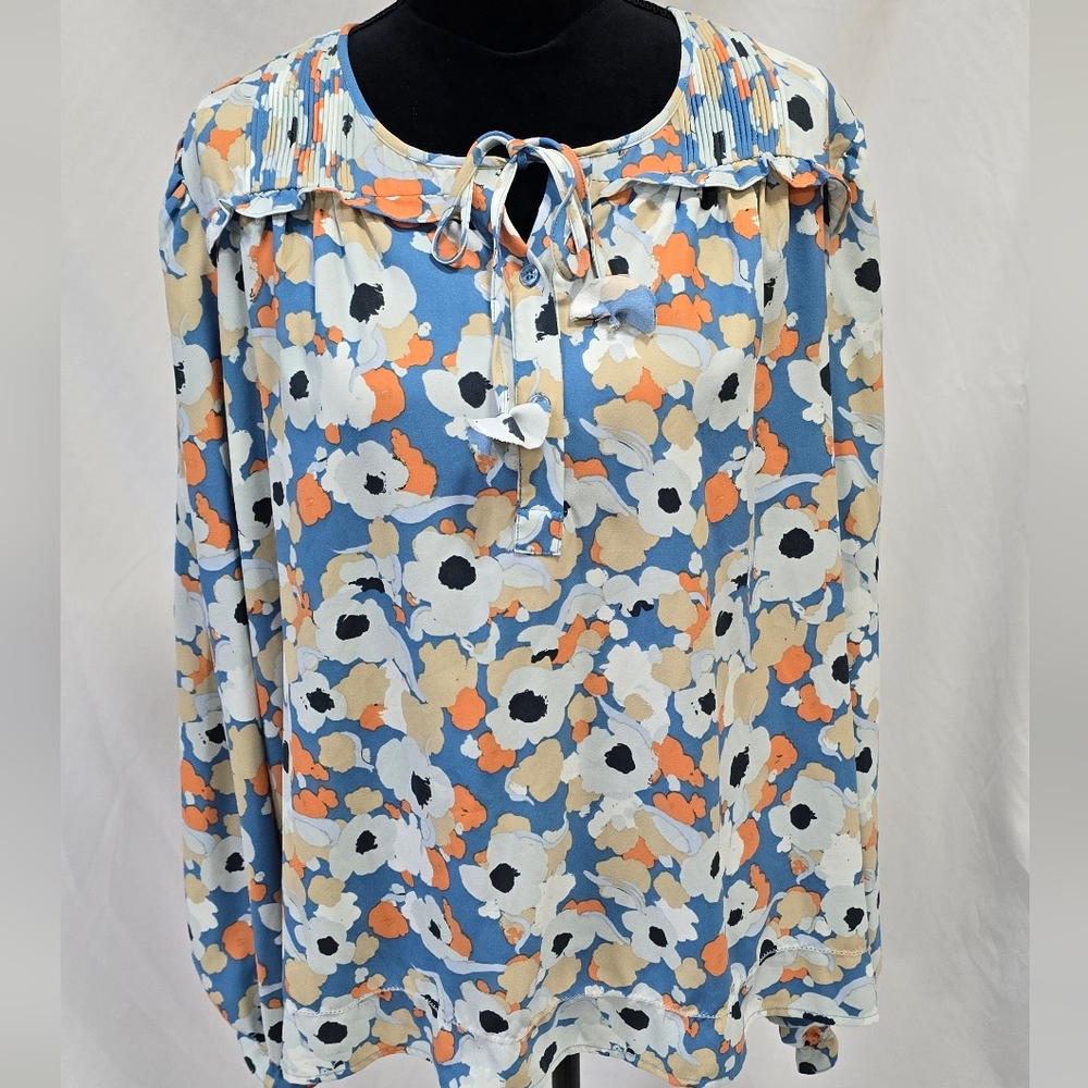 Joie women XL floral long sleeve peasant top cottage core blouse pullover - Picture 5 of 12
